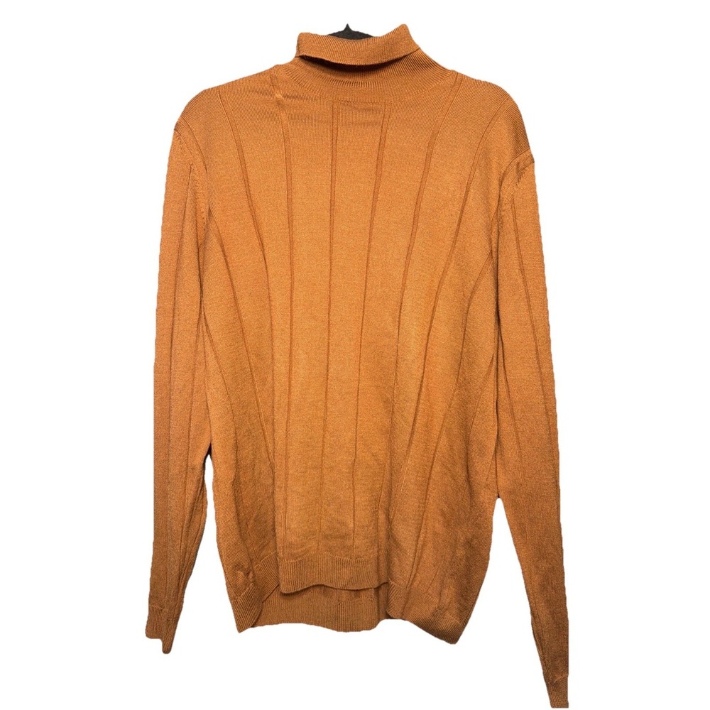 ASOS Turtleneck Sweater Ribbed Knit Large Rust Orange Casual Winter Fall Mens
